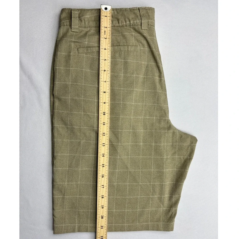 ONeill Hybrid Shorts Mens 36 Khaki Windowpane Grid Check Walk Board Shorts Swim